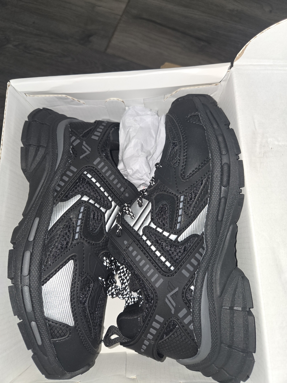 Kids  Black Athletic Trail Sneakers